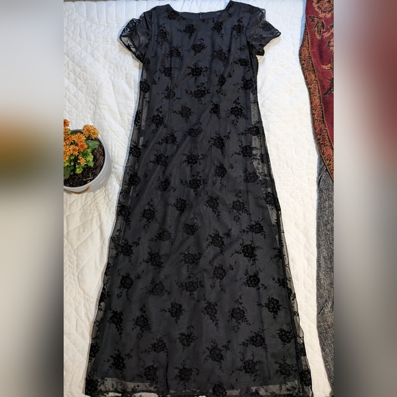 Coldwater Creek Vintage Formal Black Dress with velvet overlay - Picture 5 of 7